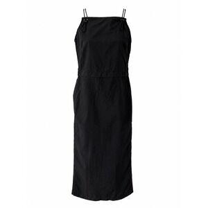 Mexx Women Black Nylon Midi Dress Techwear Gorpcore Square Neck Strappy Size 6